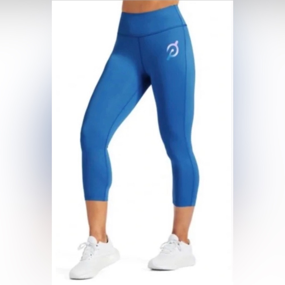 NWT Peloton Small Move Capri Legging Blue Logo Front Stretch High Waist Cropped‎